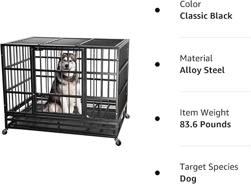 Miniatura 8 de ITORI Jaula indestructible para perros de 48 pulgadas, XXL, resistente, jaula para perros, jaula para perrera y corralito para entrenamiento de