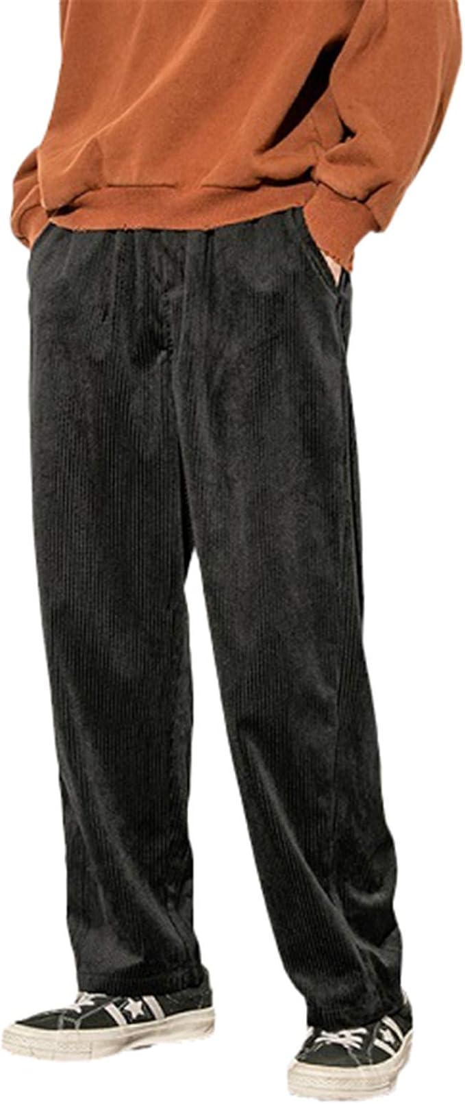 USTZFTBCL Corduroy Pants Men Casual Loose Staight Trousers Mens Joggers