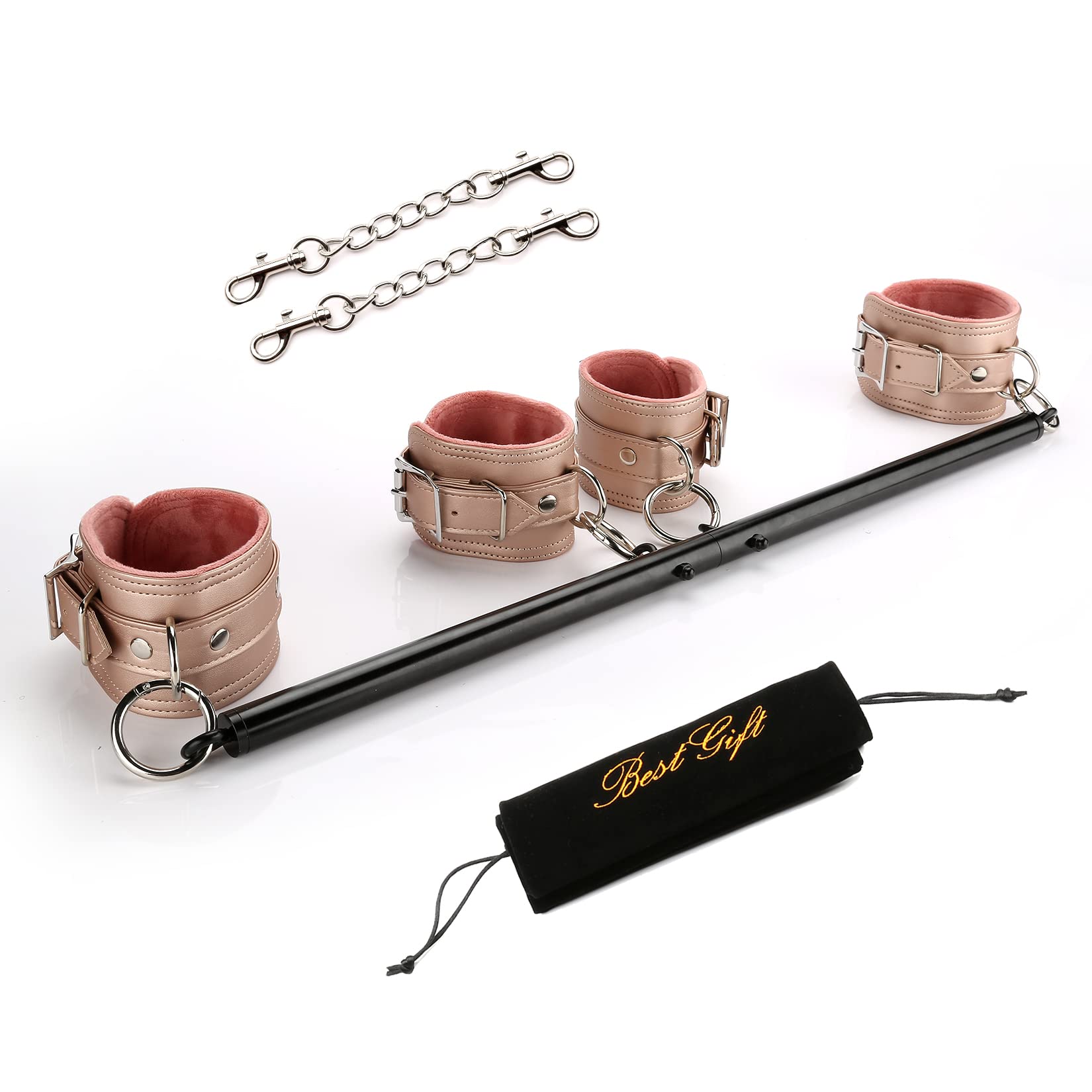 Black Spreader Pilates Exercise bar, Restore Pilates Bar with 4 Adjustable Strap, Exercise Guide, Home Yoga Training Fitness Gear, Stretching Exercise Tools (Black+Pink)