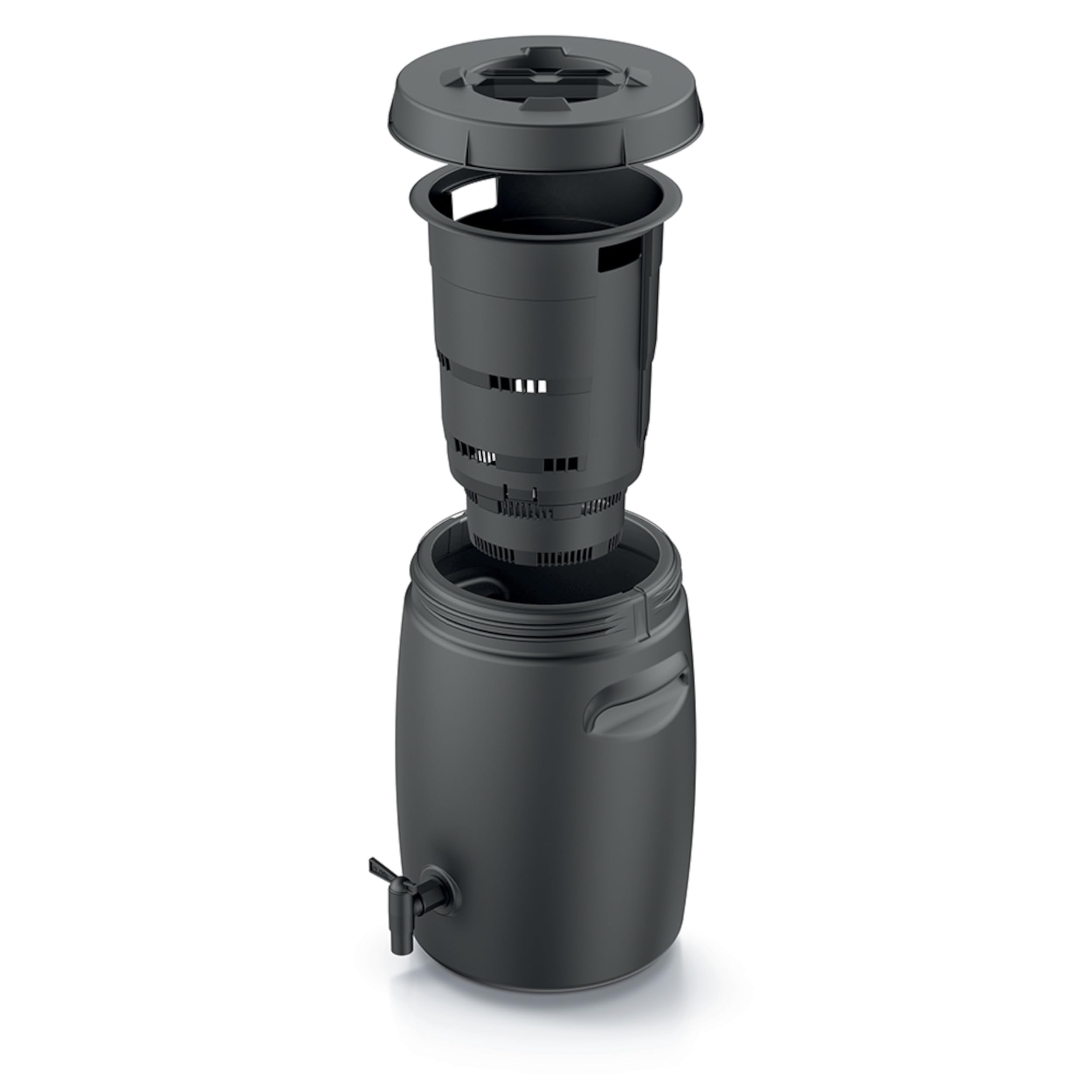 Cubo de basura orgánico para abono con grifo, 25 L, color negro y antracita