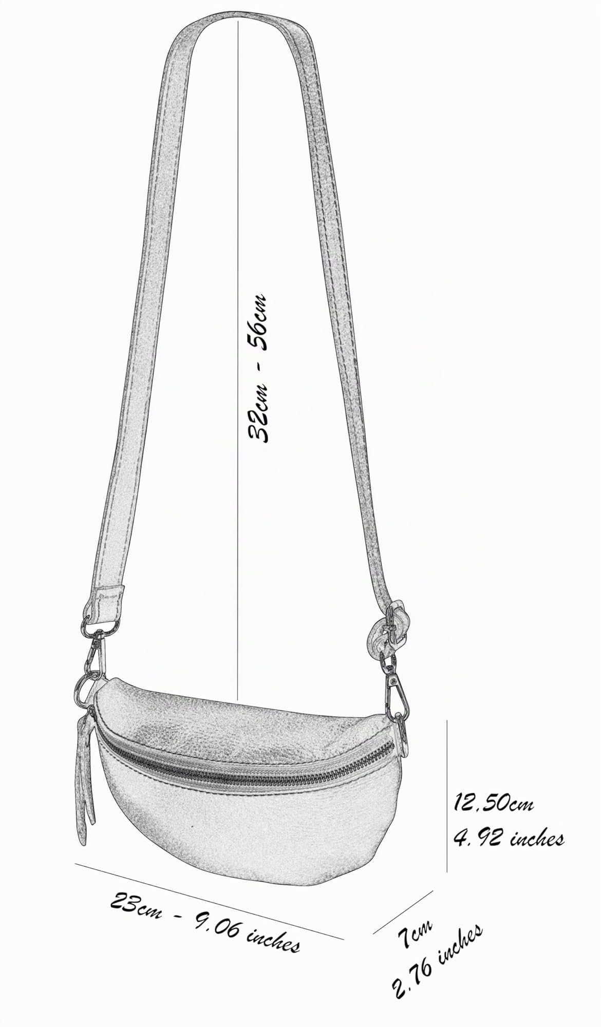 SH Leder ® AVA G292 Sac banane unisexe en cuir véritable - Petit sac bandoulière pour festivals, voyages - 23 x 12 cm