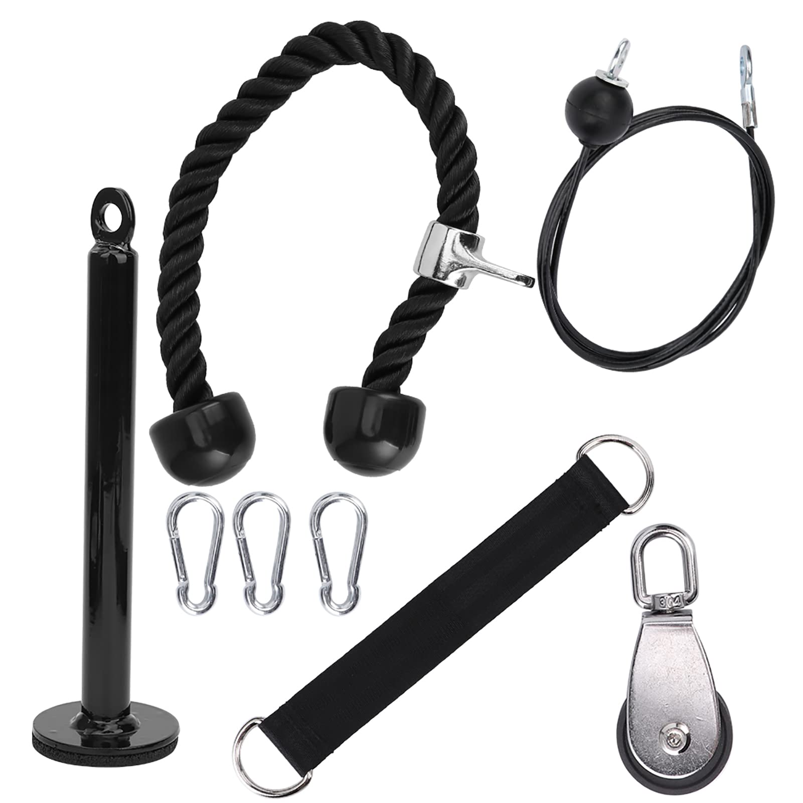 Equipo de Ejercicio de Cuerda de polea DIY, Kit de Entrenamiento de Fuerza de Brazo portátil, Kit de Entrenamiento de tríceps para Gimnasio en casa, Juego de 8 Uds de Acero
