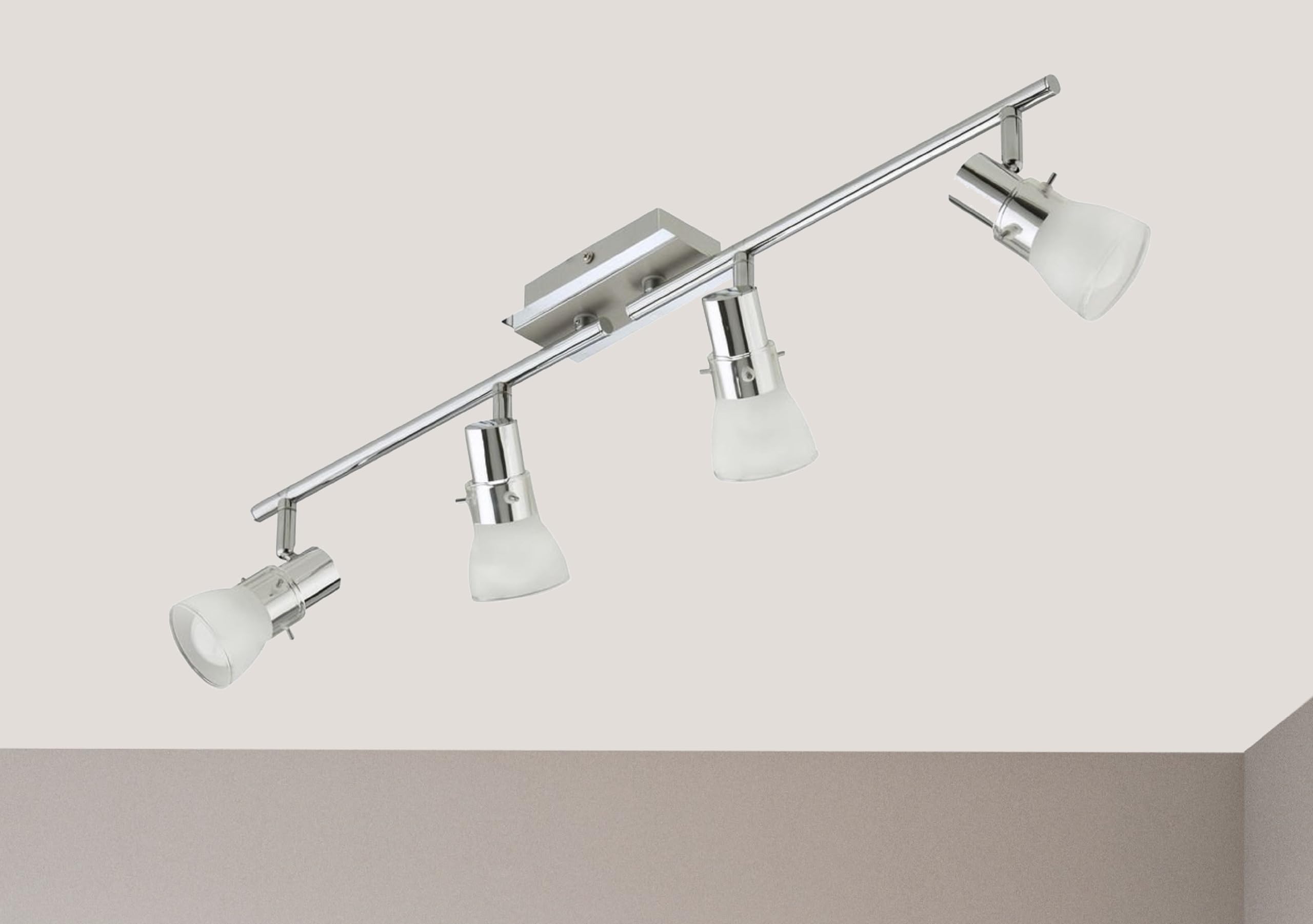 Trango 4-flammig 1007-48 LED Deckenleuchte - Chrom-Optik gebürstet *FREYA* inkl. 4x E14 LED Leuchtmittel 3.000K warmweiß Badleuchte, Flurleuchte, Küchenleuchte, Schwenkbare Deckenlampe, Kronleuchter