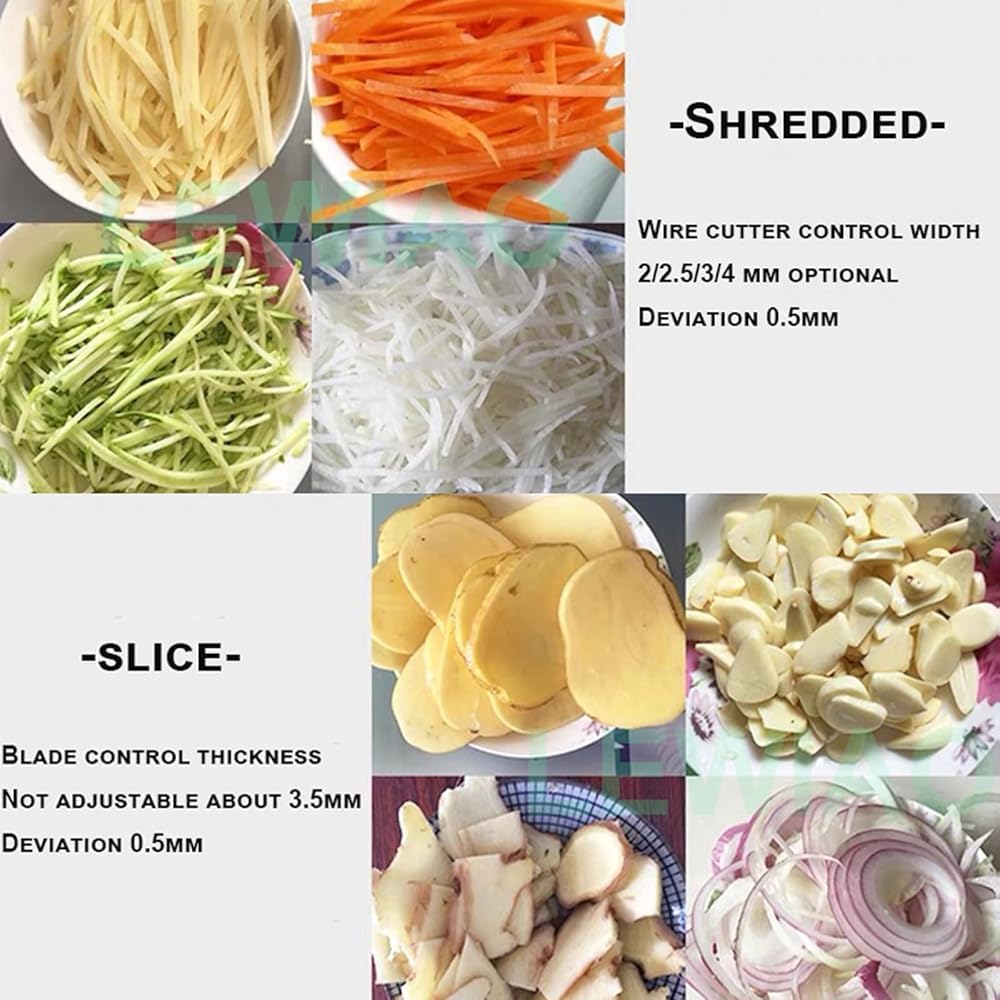 Multi-Function 110V Electric Vegetable Cutter, Food Shredder & Slicer with 3 Blades