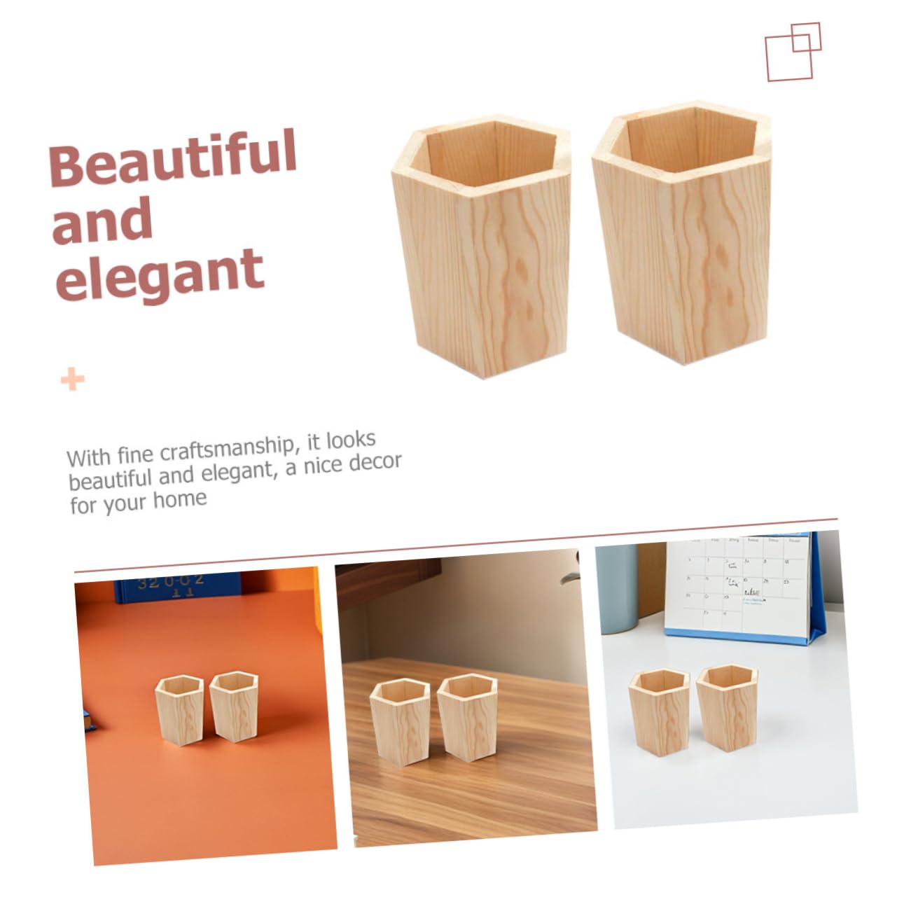 DOITOOL 8 Piezas Portalápices de Madera de Unidades Soporte Multifunción para Bolígrafos y Pinceles Organizador Estable para Oficina y Papelería Decoración Elegante para Escritorio
