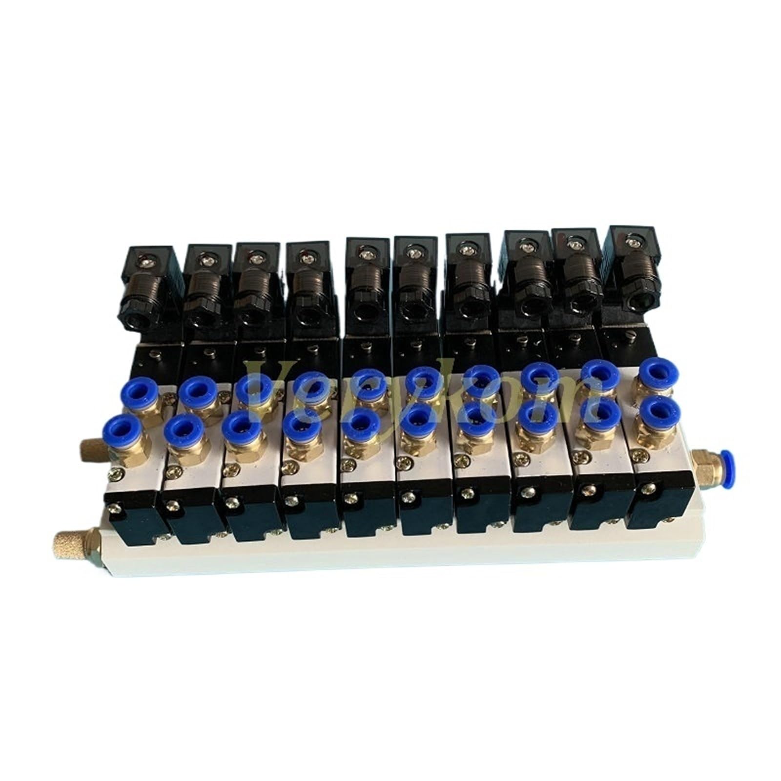 Bloc d'électrovanne 4V210-08 10 voies 24V CA avec silencieux et collecteur de base pneumatique