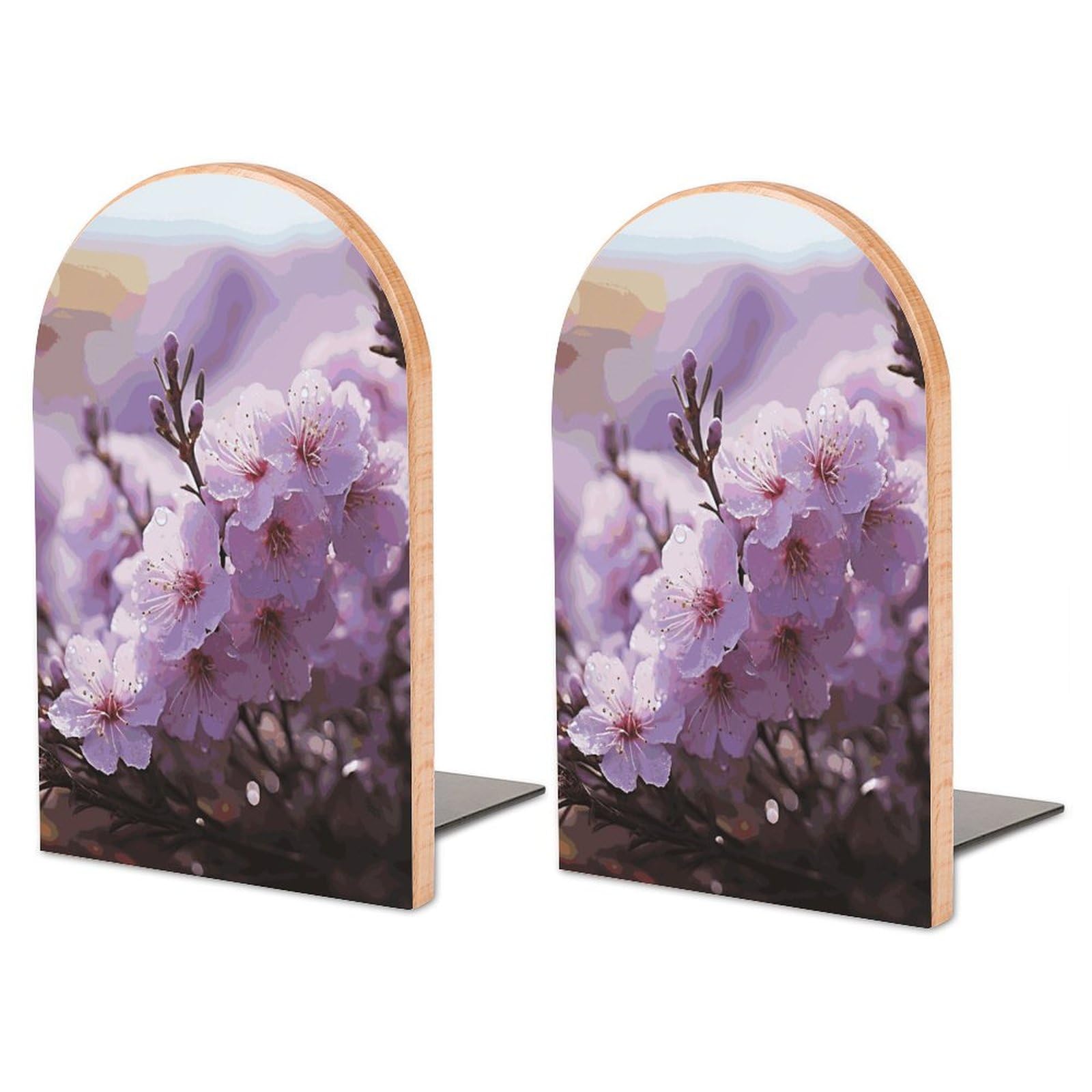 Serre-livres fleurs de cerisier roses en bois cadeau idéal poétique