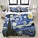 MOBEITI Set Biancheria da Letto,Notte Stellata Van Gogh Oil Painting,Set Copripiumino in Microfibra,Matrimoniale,1 Copripiumino140 x 200cm + 2 federe 50 x 80 cm