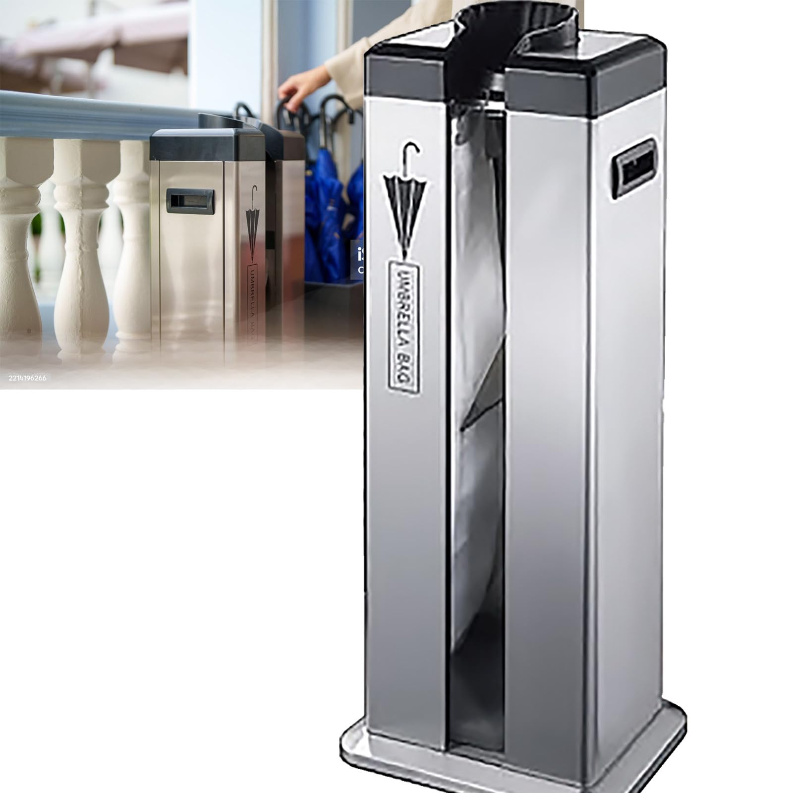 DFGHNBVC Commercial Umbrella Bag Dispenser With Wheels, Automatic Wet Umbrella Wrapper For Entryway, Office Use,B