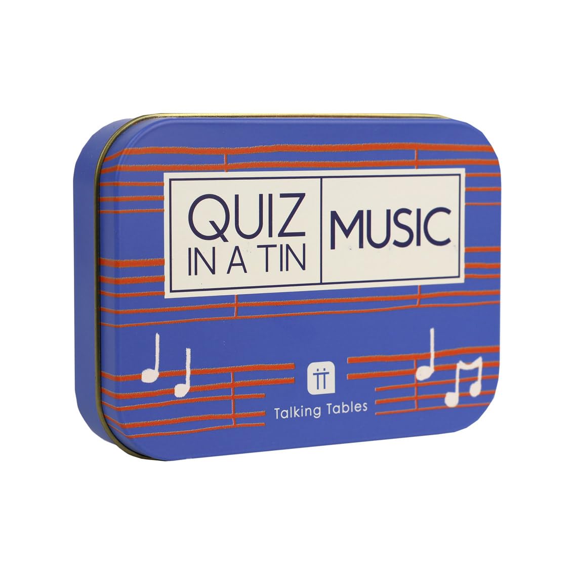 Talking Tables QUIZ IN A TIN Music Trivia Quiz Game for Adults 200 Trivia QuestionsPocket Size Fun Travel Card Games, Secret Santa Gift, Stocking Fillers Made PLASTIC FREE, Blue