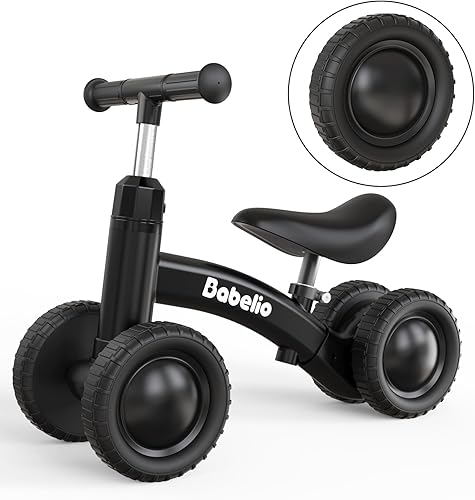 BABELIO - Bicicleta de equilibrio para bebés de 1 año, niños y niñas de 10 a 36 meses, bicicleta de equilibrio para niños de 4 ruedas con diseño
