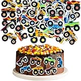 40 Stück Monster Truck Cake Tops, Monster Truck Geburtstag Cupcake Toppers, Monster Trucks Geburtstag Dekoration, Auto Cupcake Topper, Geburtstagskuchen Zubehör für Kinder