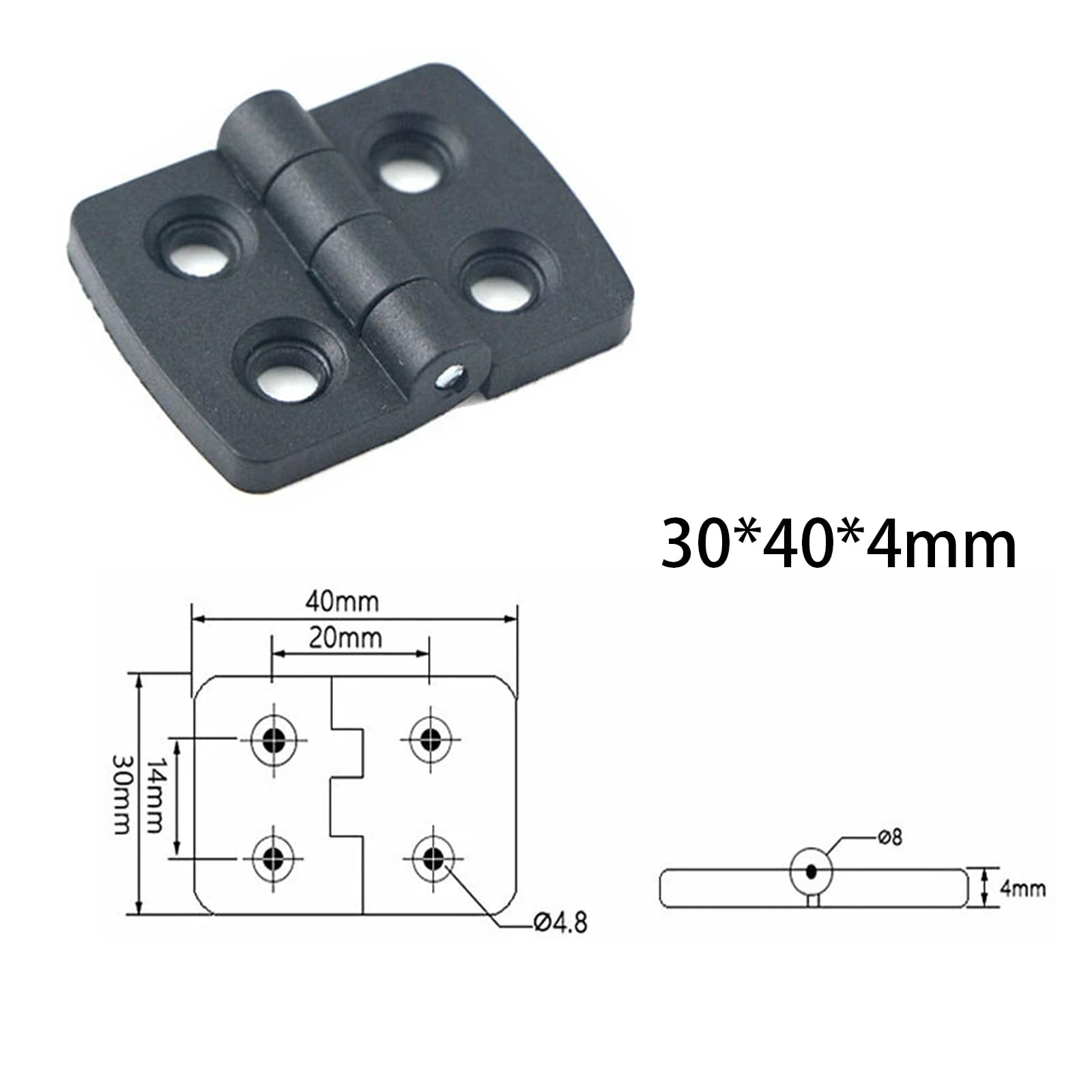 Leliafleury 6Pcs Black Nylon Hinges 30x40x4mm ABS Plastic Folding Door Hinges for Cabinet Drawer Window Boxes - Image 2