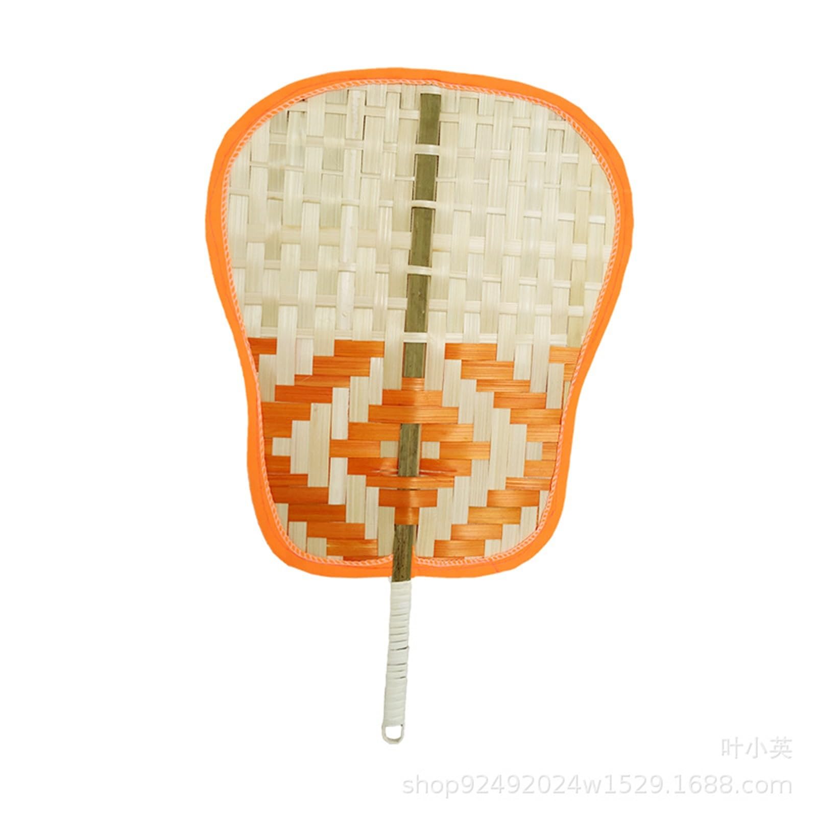 UDPOIUYT Bamboo Woven Fan, Bamboo Hand-Woven Fan 43x26cm Multicolor Straw Woven Summer Farmhouse Decor(Orange)