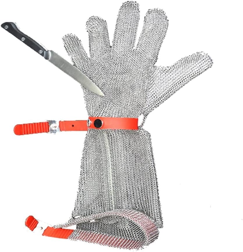 CXKJP Stainless Steel Cut Resistant Gloves - Long Arm, Home Kitchen Supermarket Food Processing Safety Work Chain Gloves (Color : Arm 22cm, Size : XS/1 PCS)