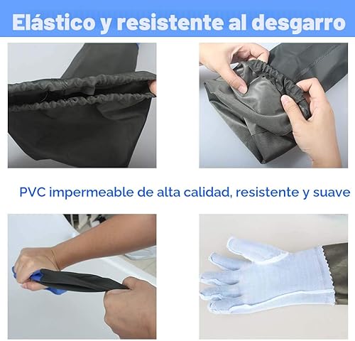 Miniatura 2 de Guantes de trabajo resistentes a productos químicos de PVC de Haiou, de goma larga, resistentes al agua, para trabajo con productos químicos