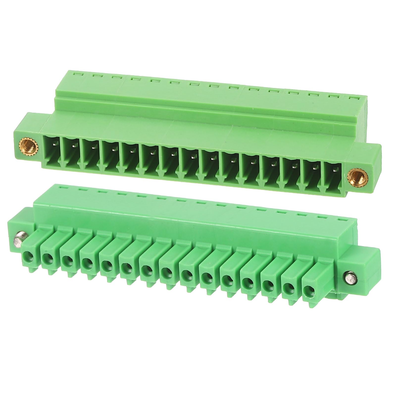 sourcing map 15 Pin 3.5mm Pitch 300V 8A PCB Mount Screw Terminal Block Connector, Pluggable Plug Flange Mount for DIY Electronics Audio Power Modules