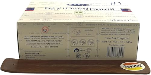 Miniatura 5 de Govinda Paquete de soporte para varillas de incienso con varillas de incienso Satya Bangalore (BNG), 12 cajas x 0.53 oz (Variety01)