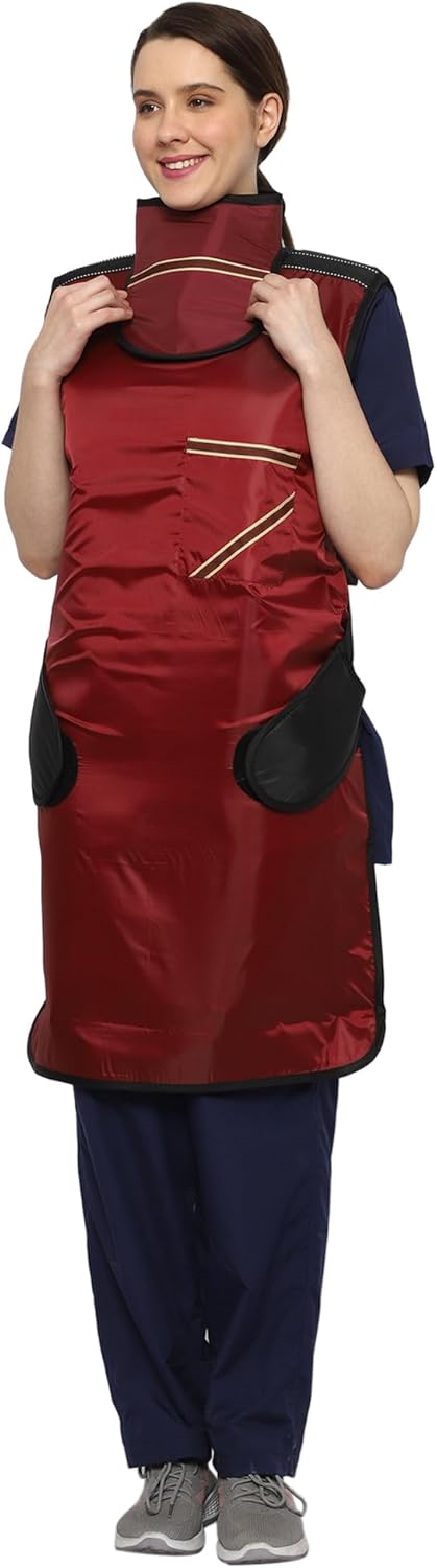 X-Ray Lead Apron with Adjustable Straps and Thyroid Sheild Set, 0.5mm Lead (pb) Equivalency, Superior Radiation Shielding for Medical, Dental, and Veterinary Use, Durable and Comfortable (Maroon)