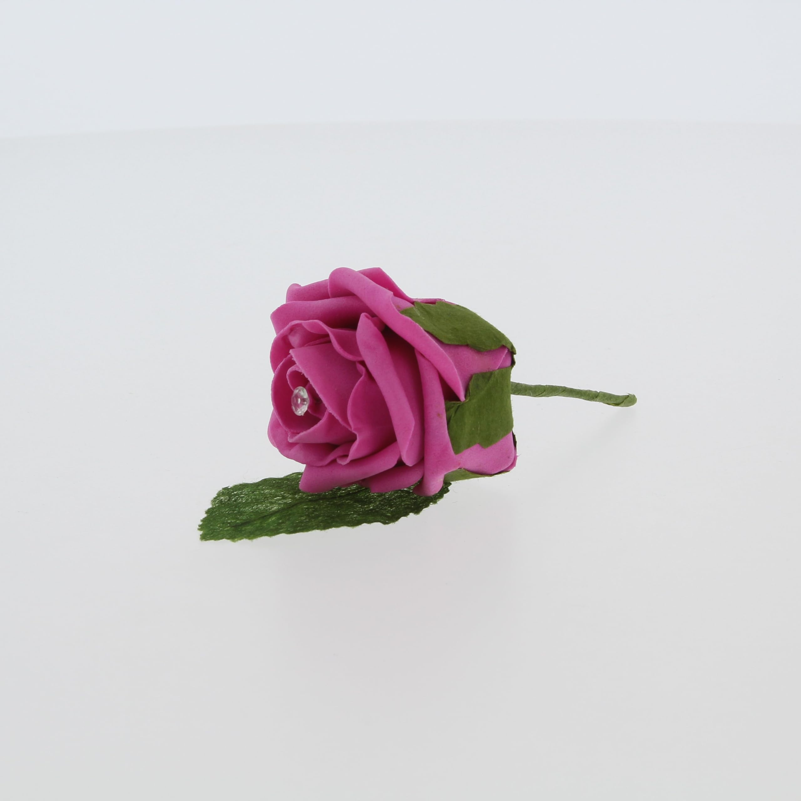 Shimmer-hj 1 Dark Pink Handmade Rose Buttonholes with Diamante - Perfect Artificial Flower Boutonniere & Corsage for Weddings, Proms, Bridal Parties, Bride, Groom, Bridesmaid, and Guests