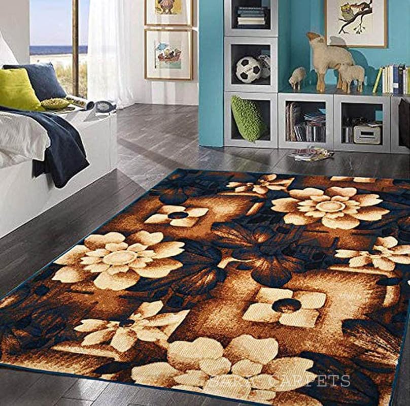 Image of Soft Thick Geometric Acrylic Washable Anti Skid Carpet. for Living Room Bedroom. Hall Size 9 x 12 feet (150X210 Cm) Multi D41