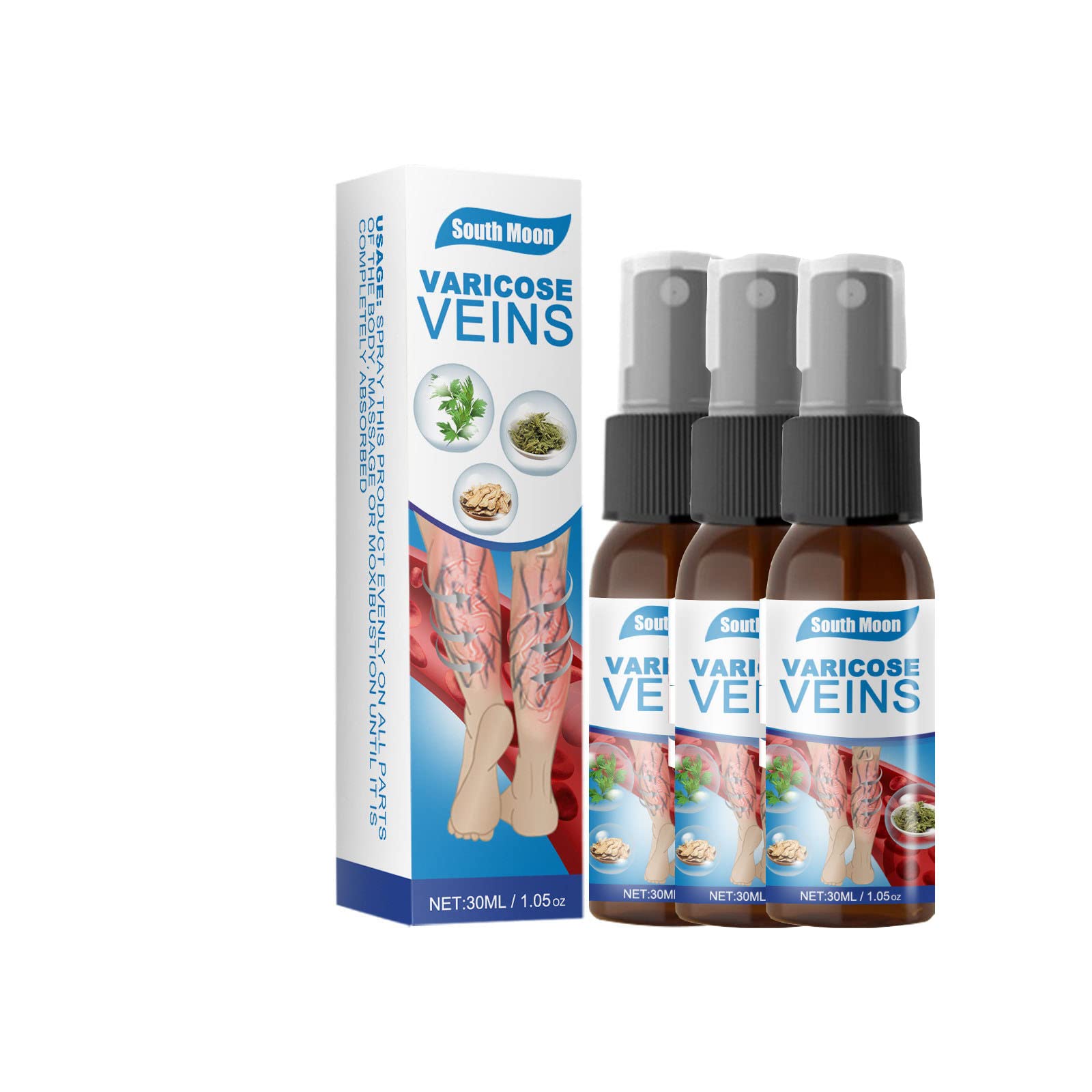 Fulidngzg Varicose Veins Treatment Miracle Spray,Eliminate Varicose Veins,Vein Healing Varicose Veins Treatment Spray For Legs & Foot (3 Pcs)