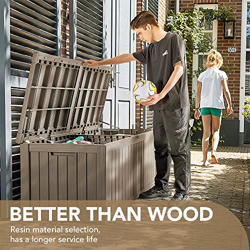 Devoko 150 Gallon Deck Box Resin Outdoor Storage Box Waterproof Storage