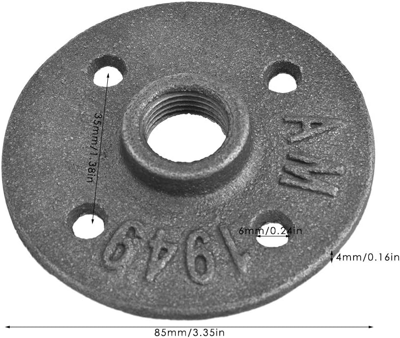 Cast Iron Threaded Flange Base | DN15 4 - Hole Wall Flange for Secure Pipe Connections | High Strength Hardware Tool, 10PCS Set