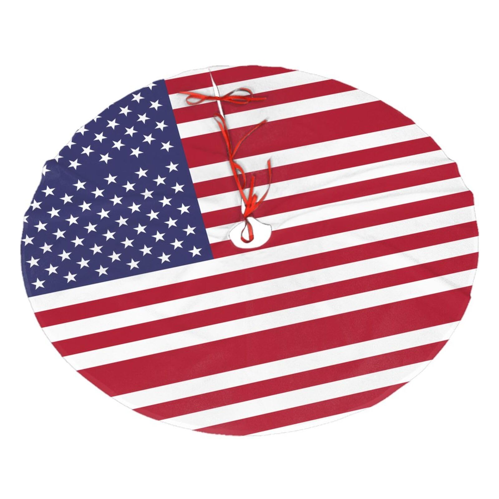 American Flag Printed Christmas Tree Skirt Christmas Plush Tree Skirt 48 inches (About 112.2 cm) Christmas