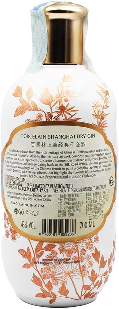 Gin Porcelain Shanghai Dry Gin 70cl 43%