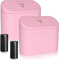 Vista 14 de Accmor - Paquete de 2 mini botes de basura con tapa para automóvil, organizador pequeño de basura con bolsa de basura, para colgar, a prueba