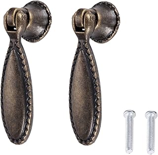 dophee 2 Pack Antique Bronze Single Hole Handle Pulls for Wooden Furniture Cabinet Cupboard Drawer Wardrobe Door- 60x18mm/2.36"x0.71"