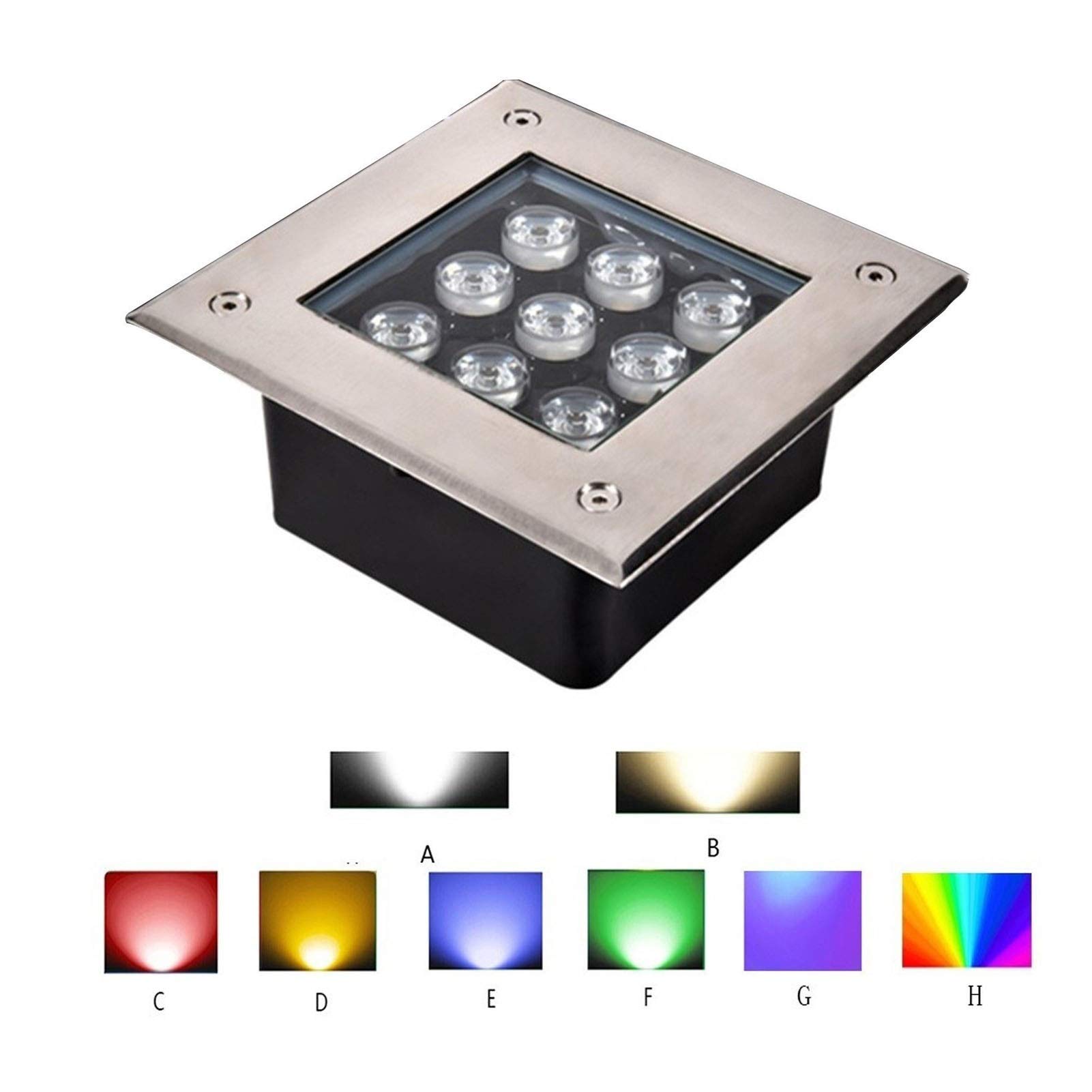 Oświetlenie Zewnętrzne Led Wodoodporne Ip66 Do Ścieżek Ogrodowych, Wpuszczane W Ziemię, 111 V~240 V, 8 Kolorów, Czerwone, 12 W