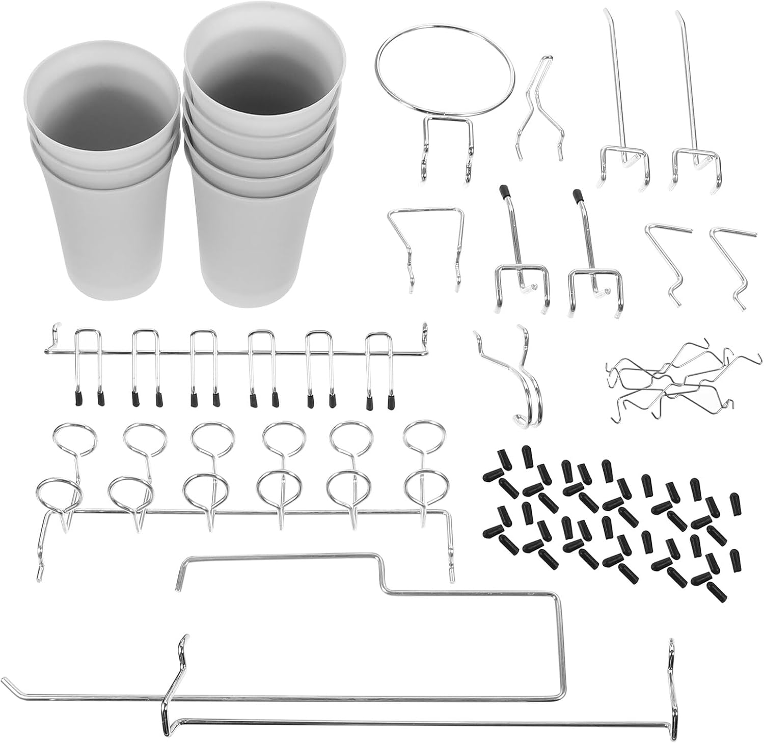 170pcs Metal Pegboard Hooks Kit Shaped Pegboard Organizers and Lock for Tool Storage Garage and Workshop Wall Hanging System