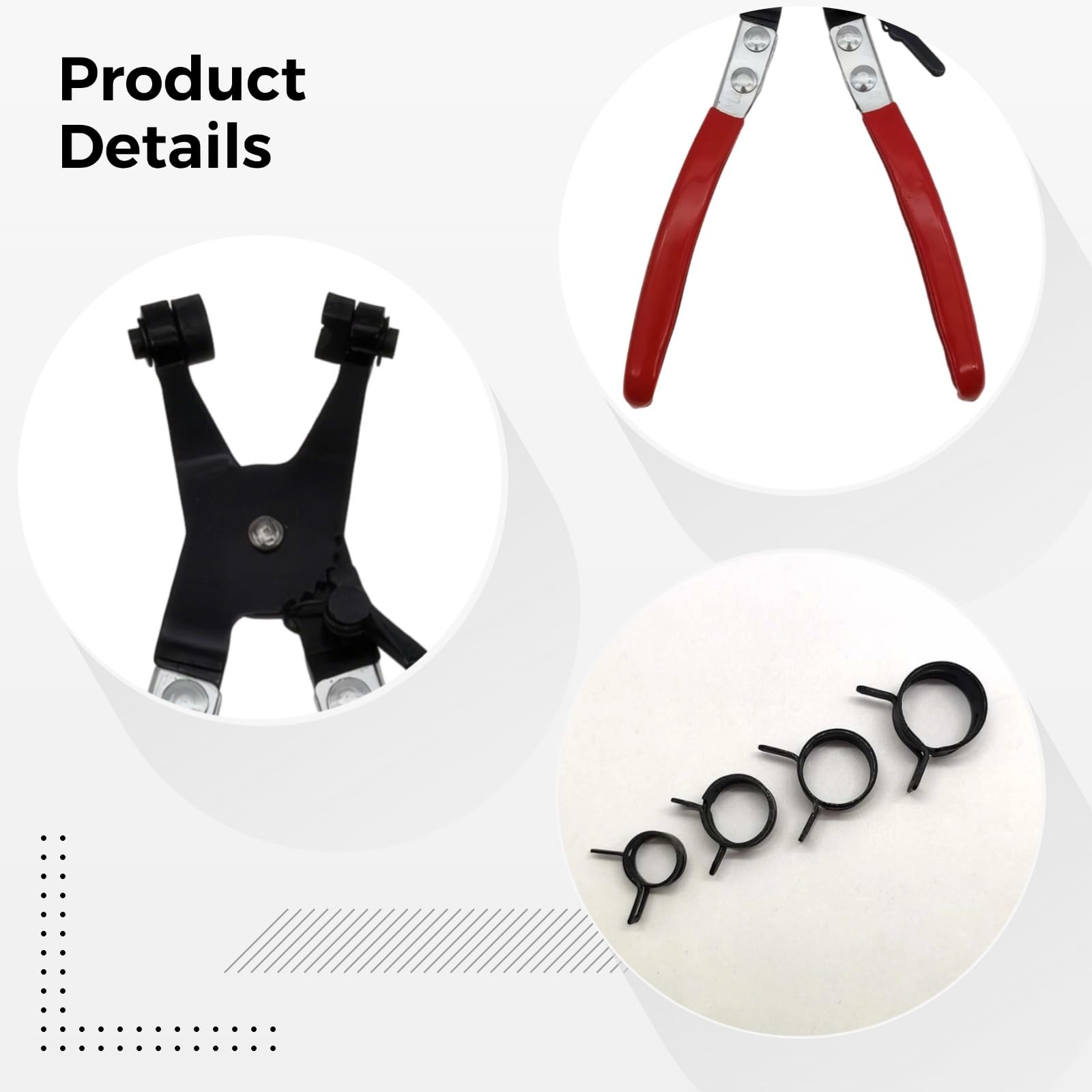 Set di fascette stringitubo a molla nera, 90 pezzi, morsetti flessibili da 10-21 mm, pinze, struttura in acciaio con custodia