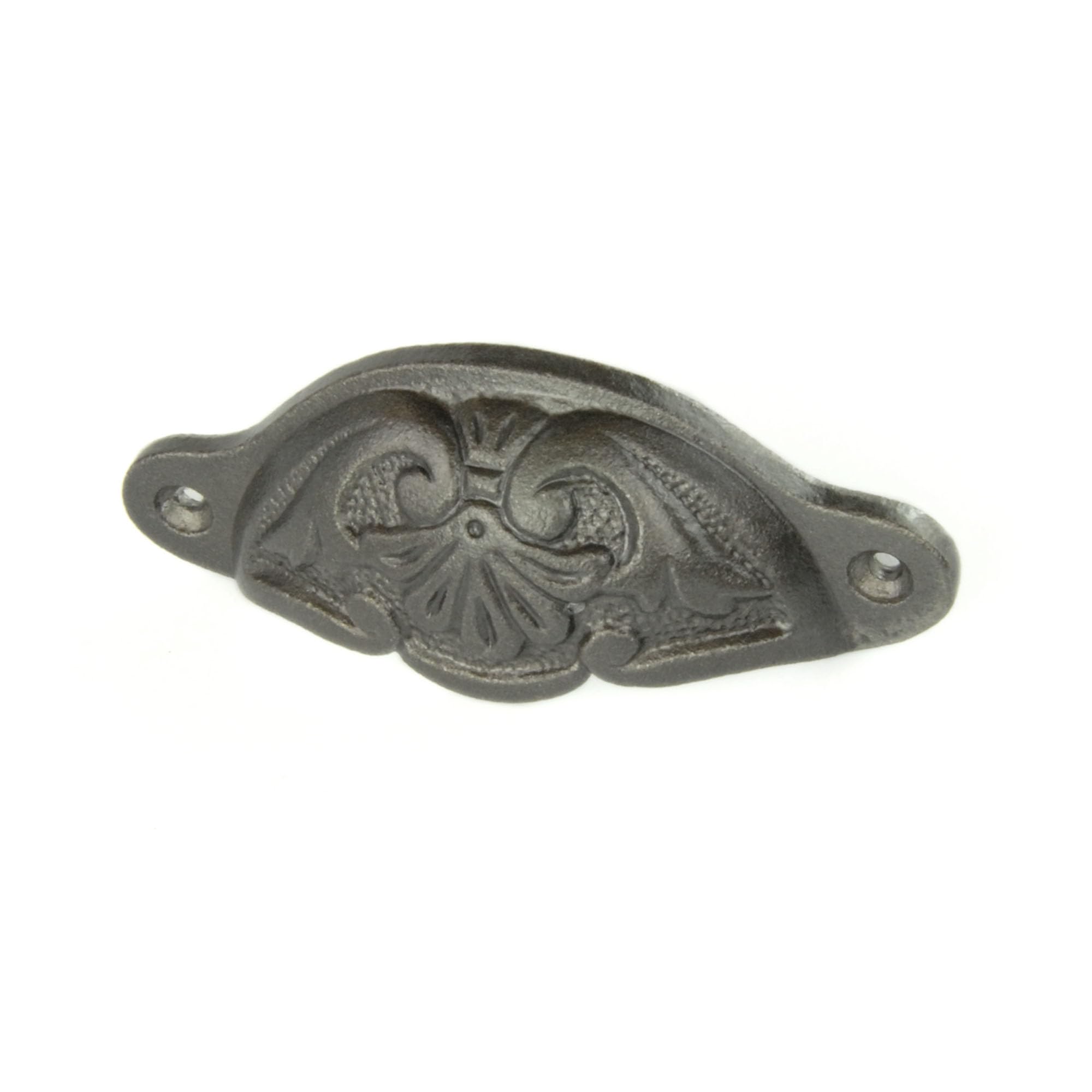 UNDERGROUND PARTS Vintage Solid Cast Iron Cabinet Knobs Kitchen Drawer Door Handles Pulls (Ornate Cup Handle 100mm)