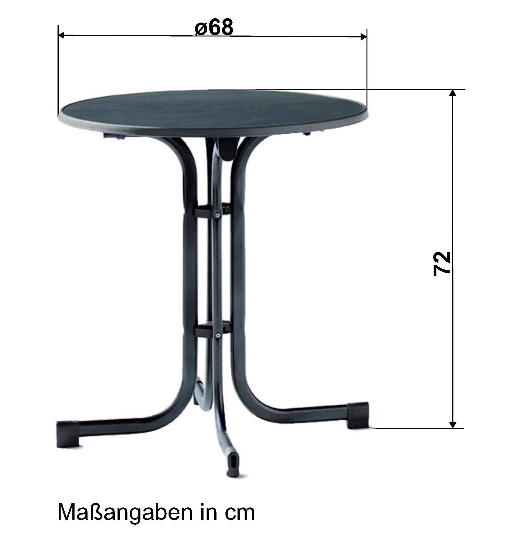 SIEGER Klapptisch mit MECALIT®-PRO Tischplatte, Gestell weiß, Tischplatte Marmor weiß ca. 70 cm Ø