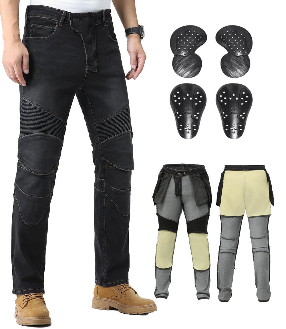 CTBQiTom Motorrad Jeans Herren mit Aramidfaser und CE-Schutz, Elastische Denim für Besser Komfort