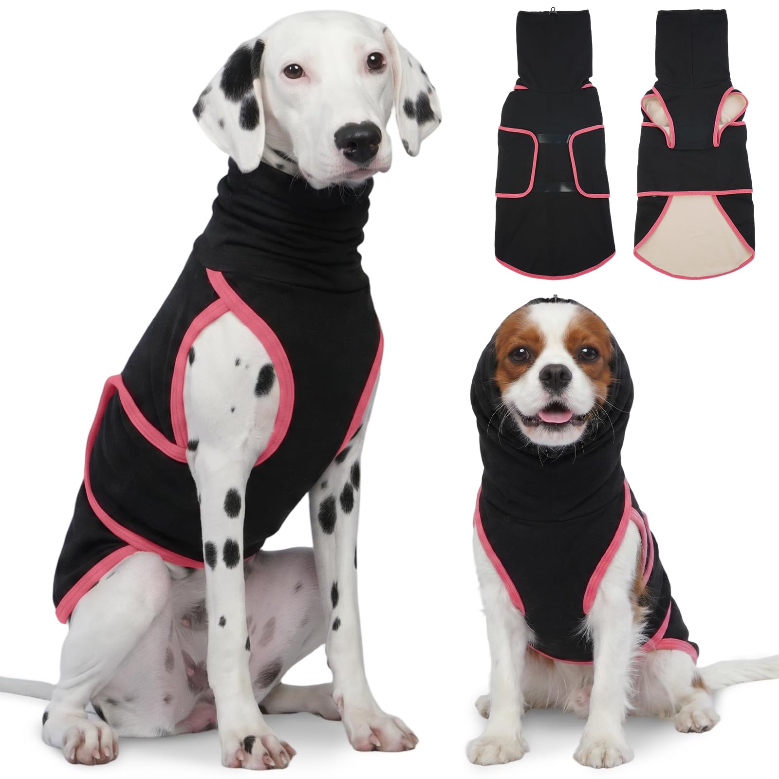 Dog Anxiety Vest with Hood, Calming Pressure Relief Shirt for Pets | Reduces Fireworks/Thunder Stress, Anxiety Relief, Noise Cancelling Ear wrap, Soft Stretchy Material, XS-XXL for S/M/L Dogs