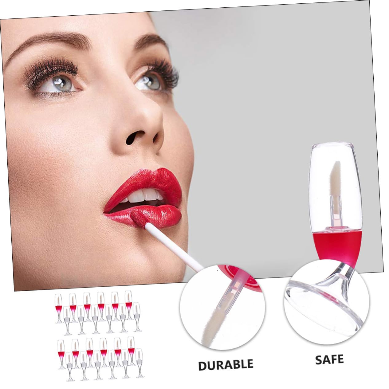 Mikinona Tubos Vacíos Para Brillo De Labios Forma De Copa De Vino Recargables Plástico Duradero Kit Para Diy Y Viaje Envases Transparentes Y Rojos Para Tintes Y 24 Piezas*3
