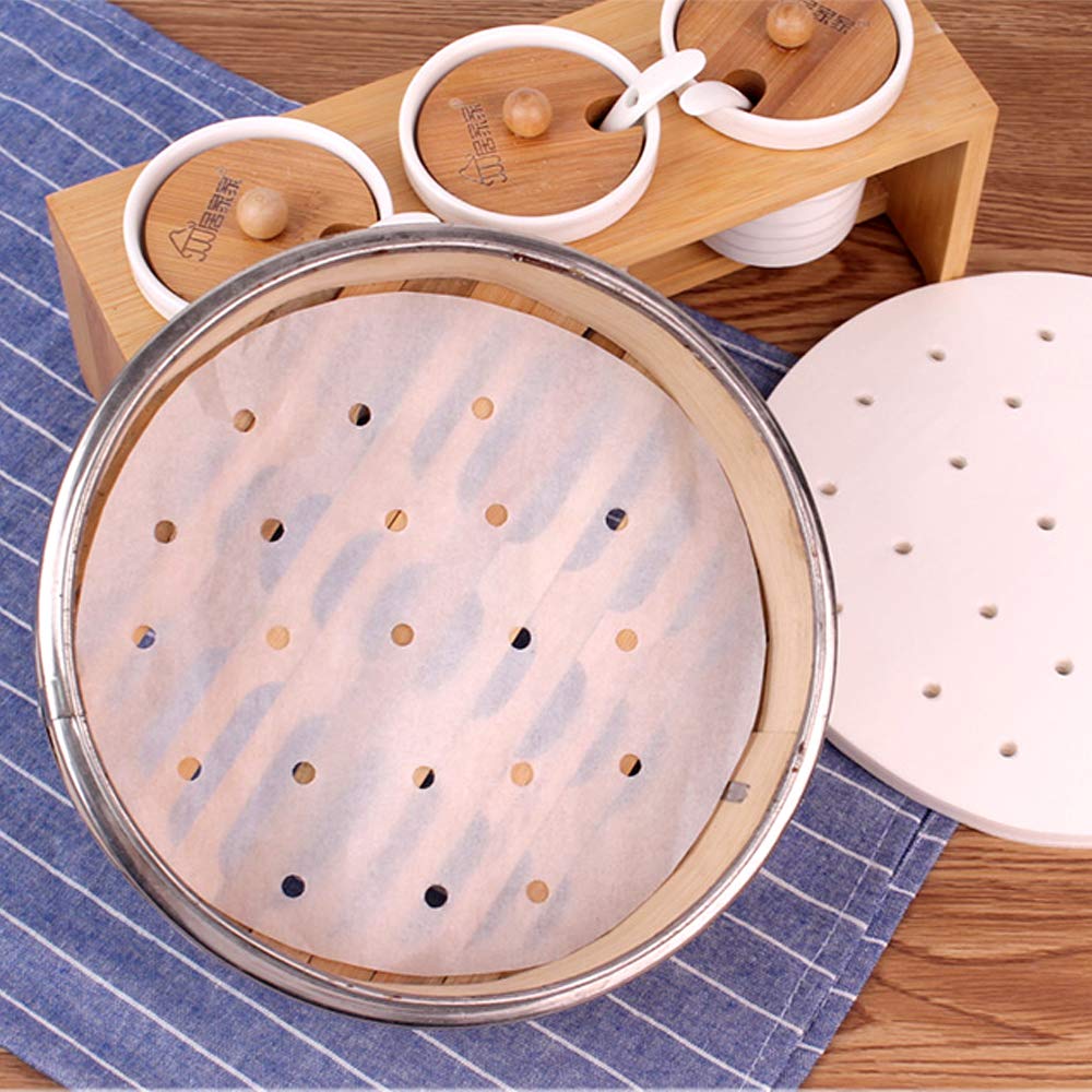 KiKiHong 100 Stck Bambus Dampfgarer Papier Rund Perforiert -  Pergament-Luftfritteuse Liners Kreis fr Heiluftfritteuse, 20cm (8 Inch) :  Amazon.de: Kche, Haushalt & Wohnen