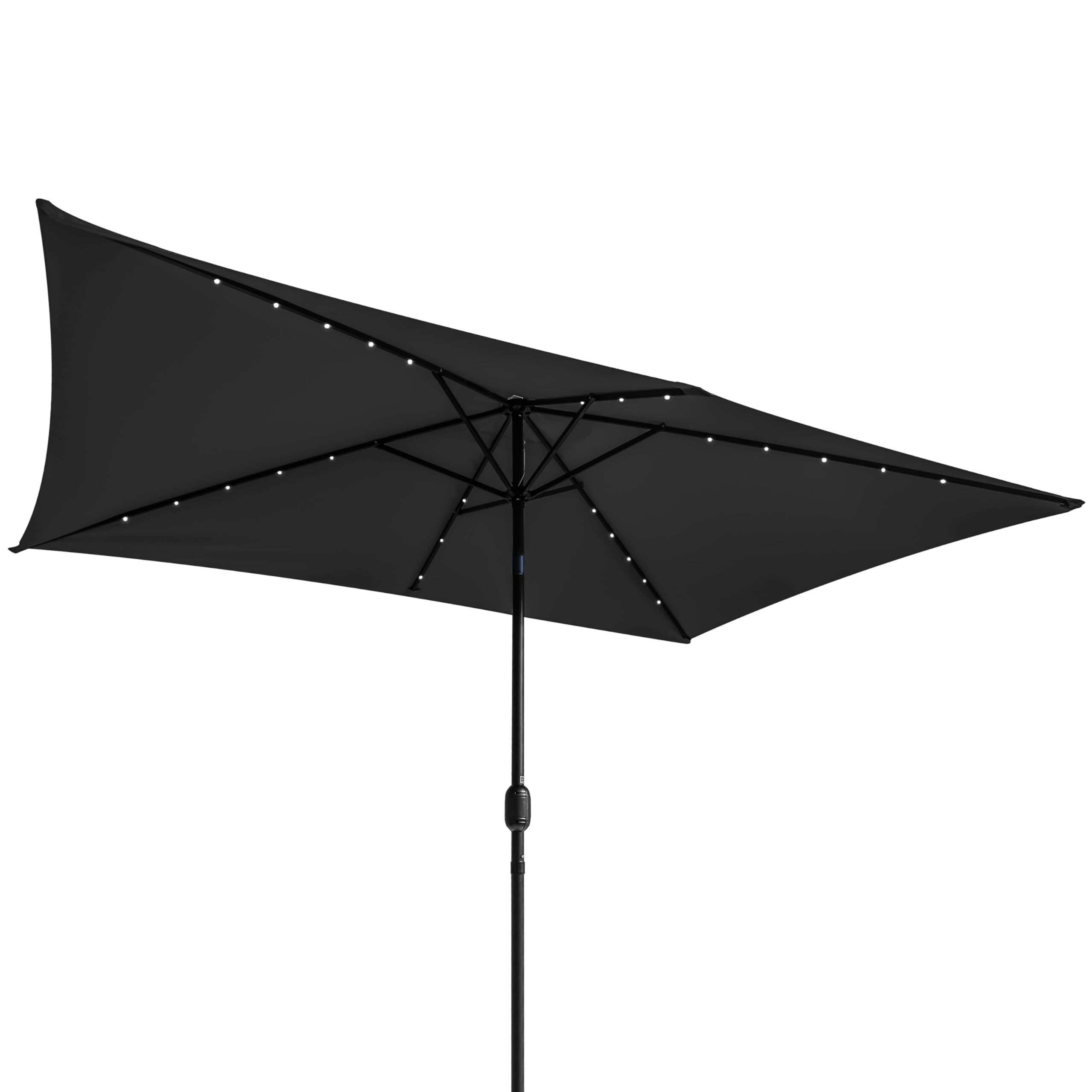 Trademark Innovations Rectangular Solar Powered LED Lighted Patio Umbrella - 10' x 6.5' - (Black)