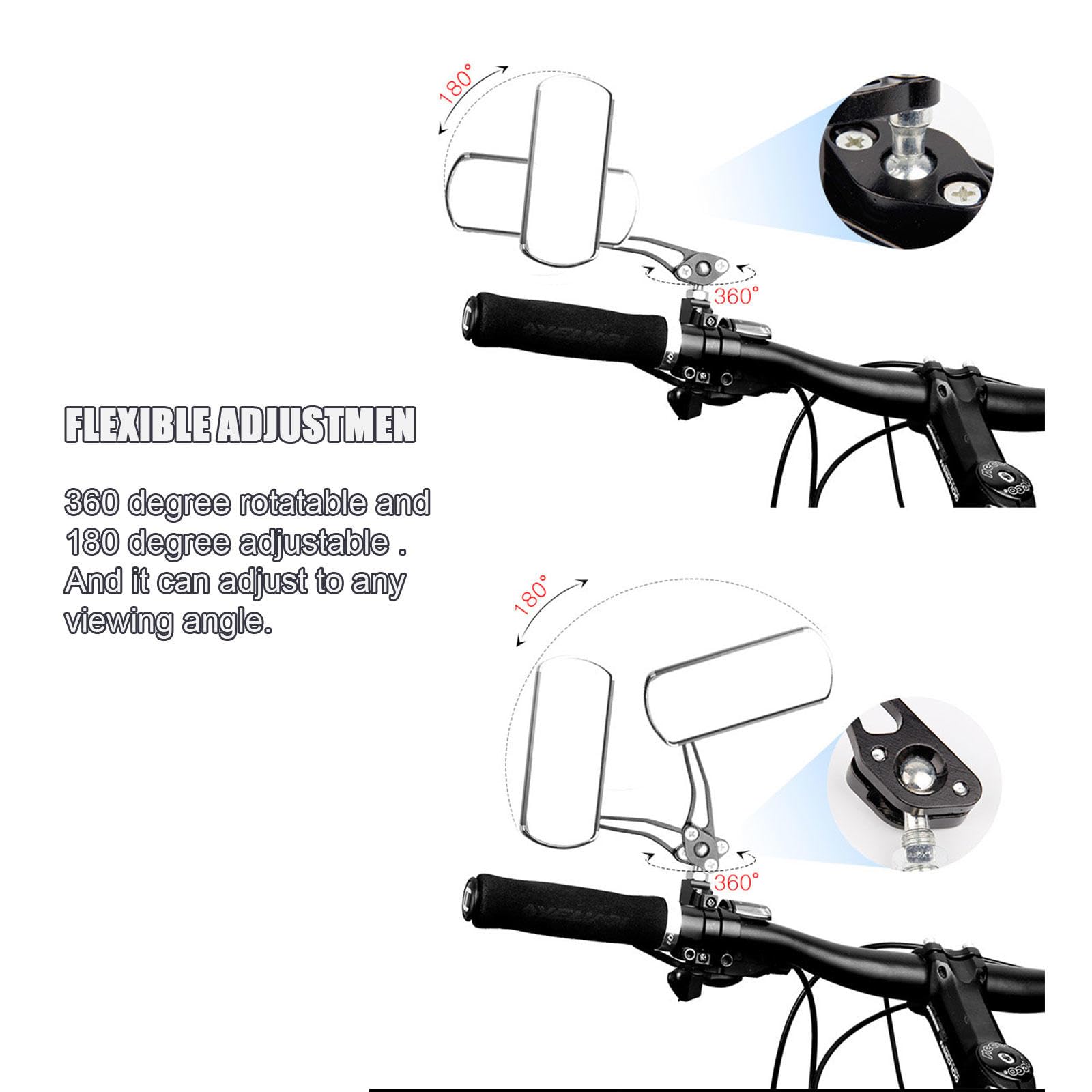 Fahrradspiegel Ein Paar 360°-Drehung und Einstellbare Weitwinkel-HD-Flachrückansicht Aluminium-Rückspiegel, Lenker-Fahrradspiegel,Blue