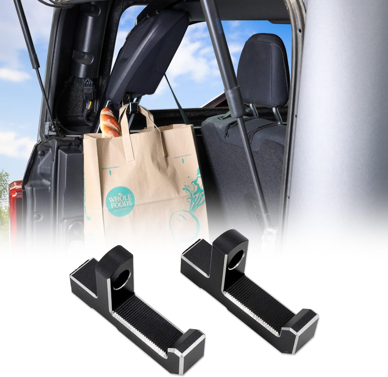 IAG I-Line Rear Trunk Grocery Bag Hook (T Shaped, 2 Pieces) for Ford Bronco 2021+ 2/4 Door (Not Sport)