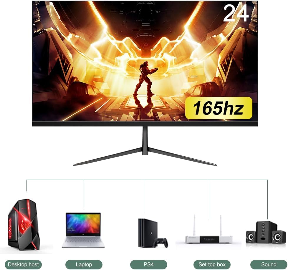 Text 'IPS Gorgeous Panel' with an image of a monitor displaying a detailed anime character, emphasizing clear resolution and rich colors.