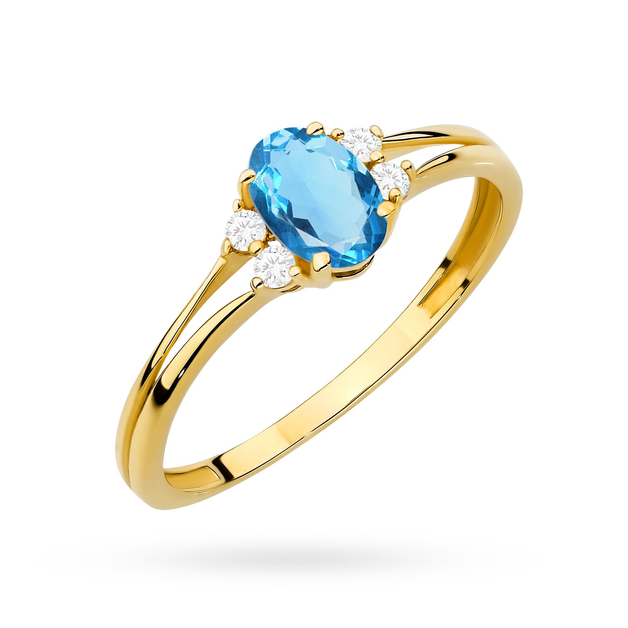 MARKO Goldring Damen 333 Echtgold mit blauem Zirkonia – 8 Karat Ring Gold Damen, eleganter Verlobungsring, Damenring mit Stein, Goldschmuck Geschenk für Frauen