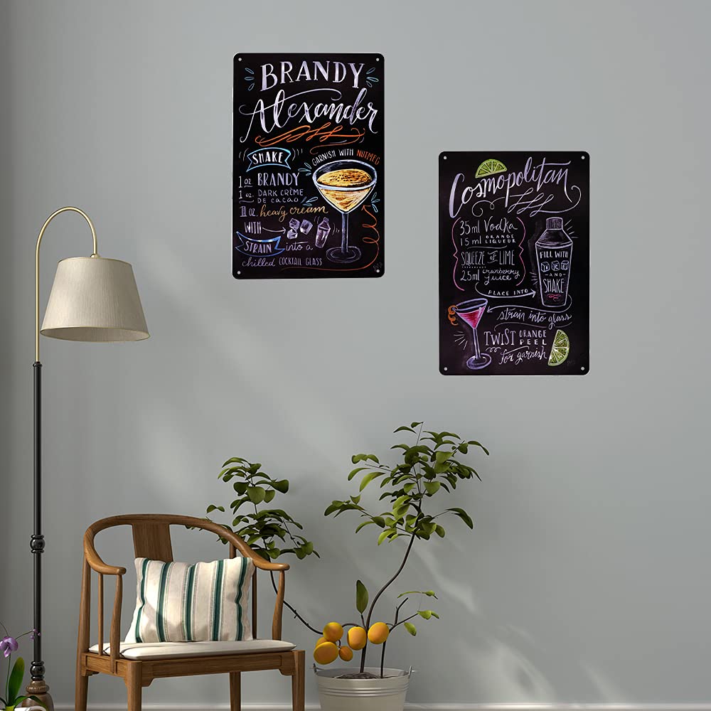 5 sztuk blaszanych tabliczek koktajlowych, znak w stylu vintage, do salonu, baru | Wyraźny druk, znak plakatu retro dekoracja plakatu znak dla pubu, imprezy, restauracji, kuchni, wykwintnego wzoru