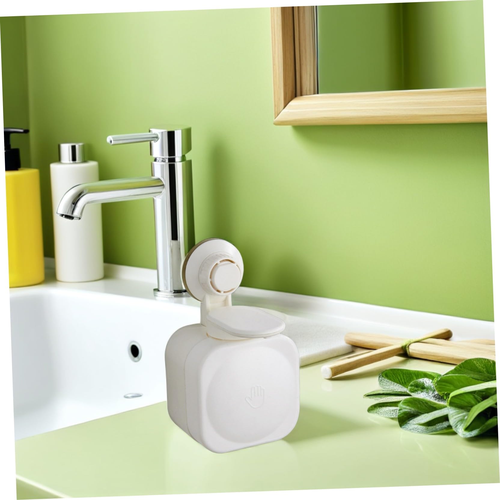Gatuida Dispenser Sapone da Muro in Abs Bianco Design Moderno, Facile da Premere e Anti-blocco, per Docce in Scuole e Ristoranti
