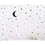 Moon and Stars Wall Decal Vinyl Sticker for Kids Boy Girls Baby Room Decoration Good Night Nursery Wall Decor Home House Bedroom Design YMX16 (Black)