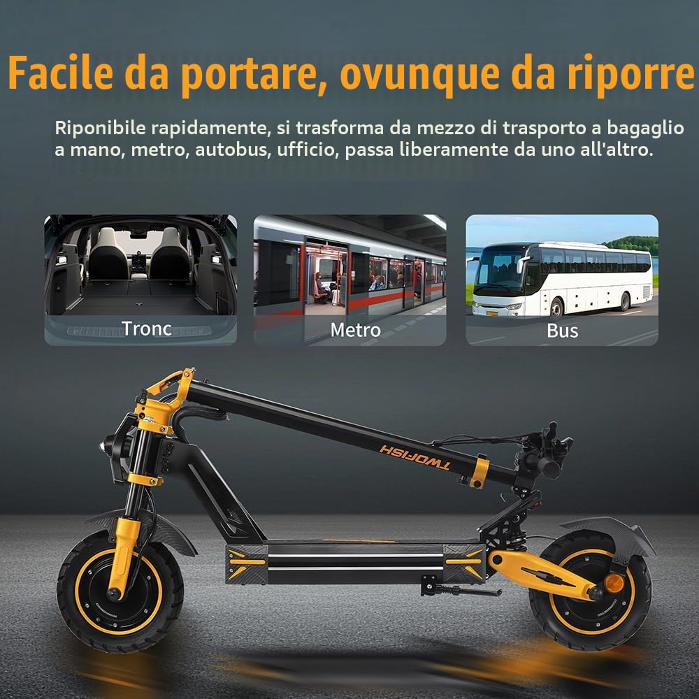 TW3PRO Monopattino Elettrico Doppia Trazione, 52V 23Ah, 45-55Km Autonomia | Limite Di Velocità Sbloccabile, Display Ad Alta Definizione, Pneumatici 11", Sblocco NFC, Doppia Sospensione&Freno a Disco